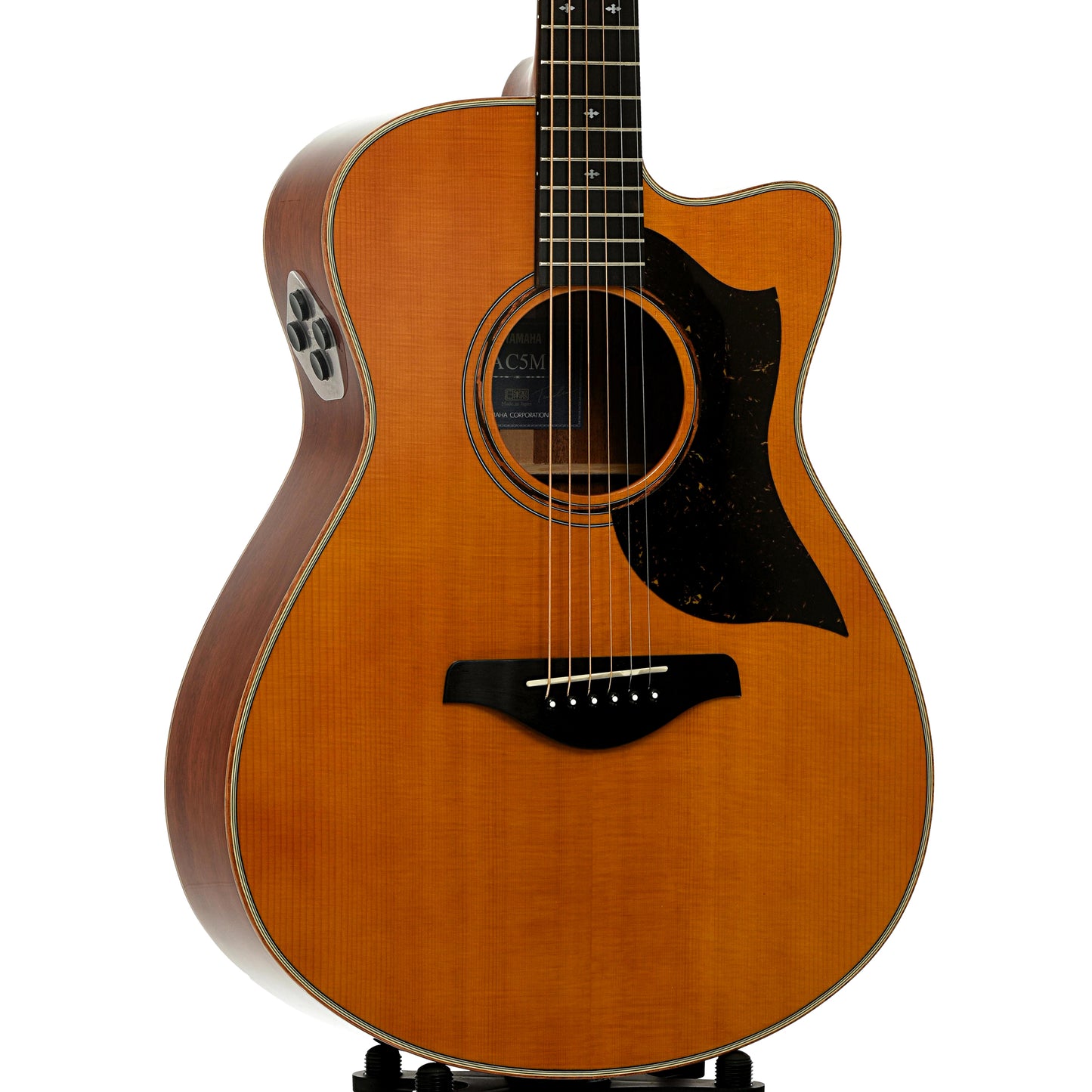 Front and side of Yamaha AC5M ARE Concert Cutaway Acoustic-Electric Guitar