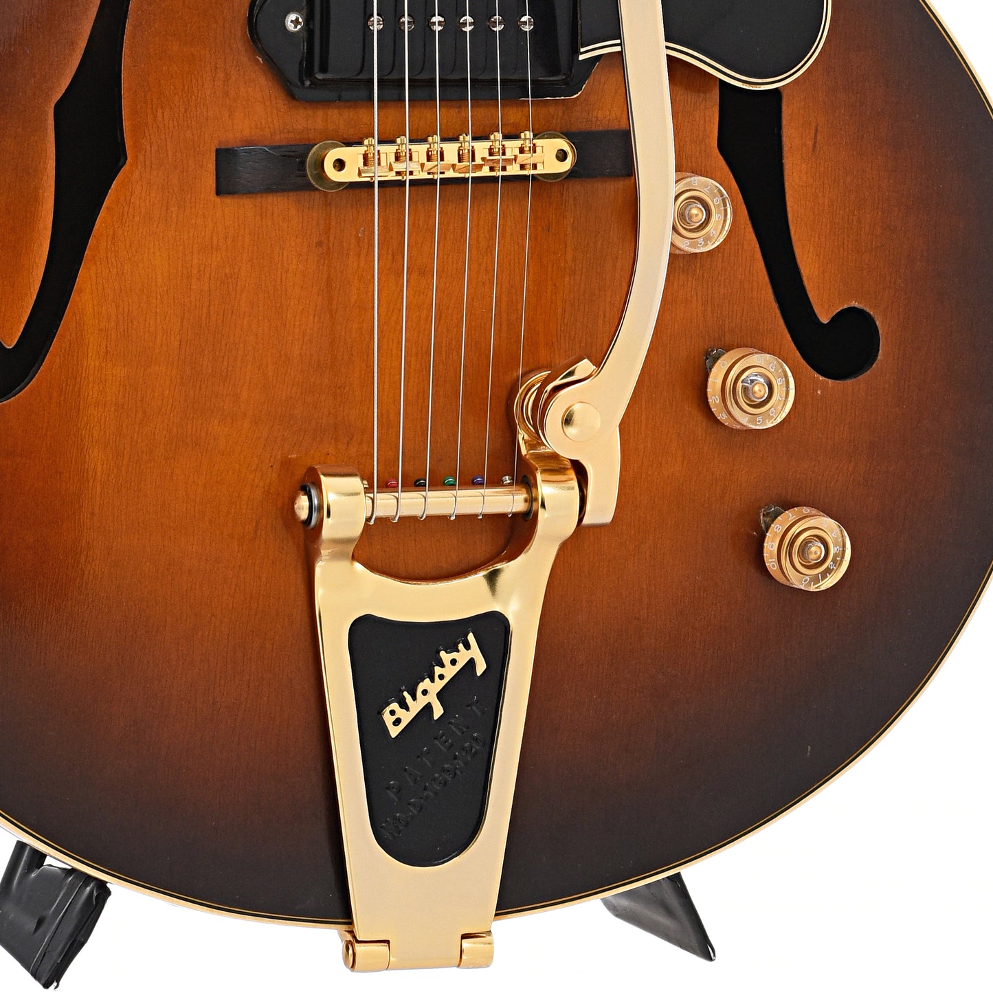 Bigsby Tailpiece and bridge of Gibson ES-5 Hollowbody Electric Guitar (1950)