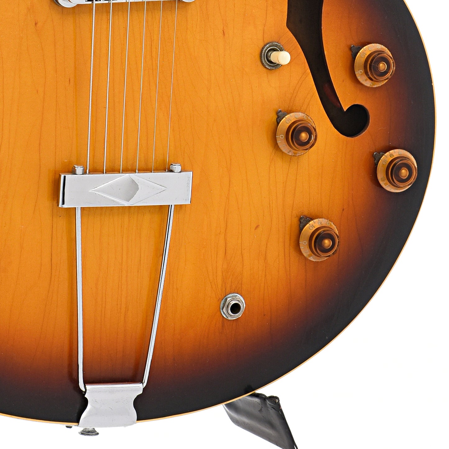 Tailpiece and controls of Gibson ES-330TD Hollow Body Electric Guitar (c.1968)