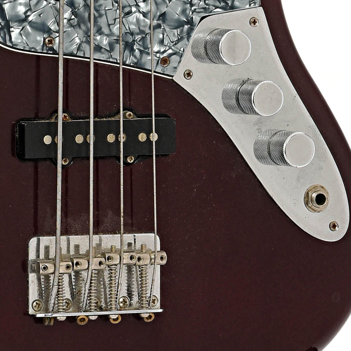 Bridge and controls of Fender Standard Jazz 4-String Electric Bass
