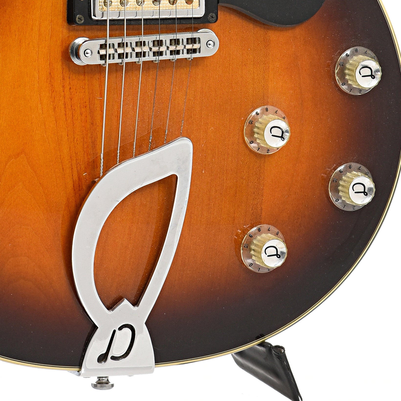 Tailpiece, bridge and controls of DeArmond M-75 Electric Guitar (c.2009)