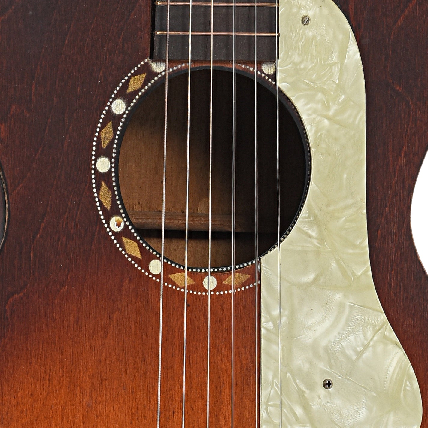 Sound hole of Slingerland May-Bell Style No.5 Parlor Guitar (1930s)