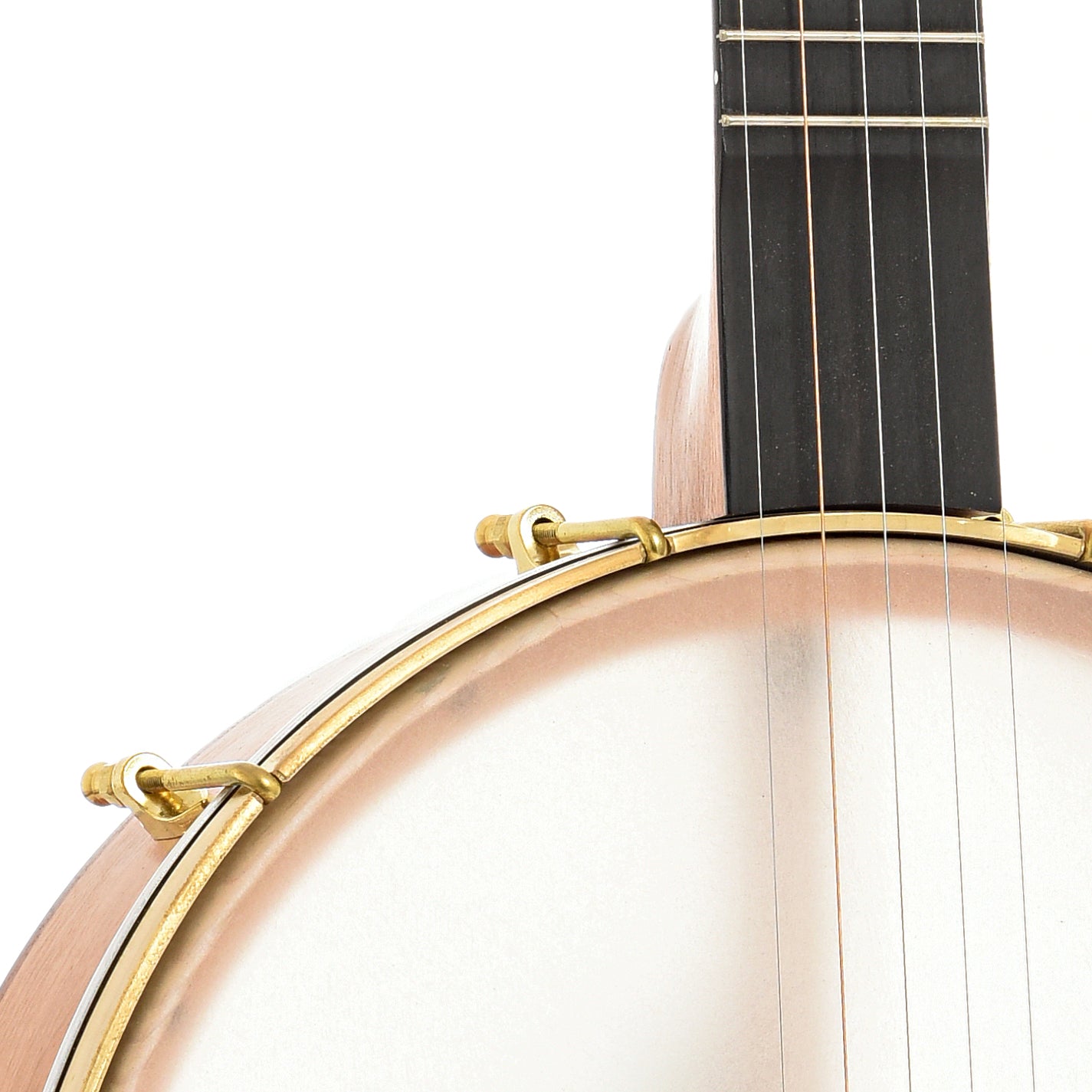 Front body and neck join of C. Waldman 12" Chromatic (Step Side) Openback Banjo - No. 165