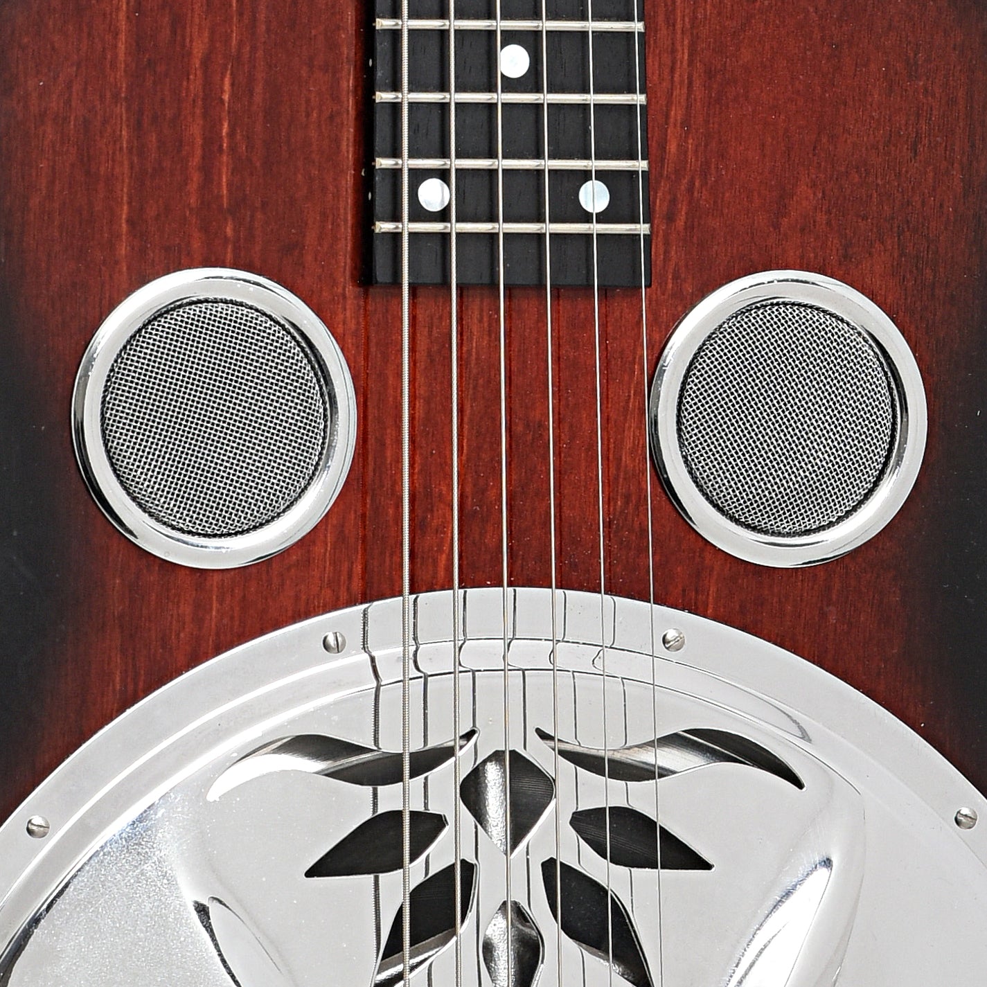 Sound holes of Beard Vintage R Roundneck Resonator Guitar (2013)