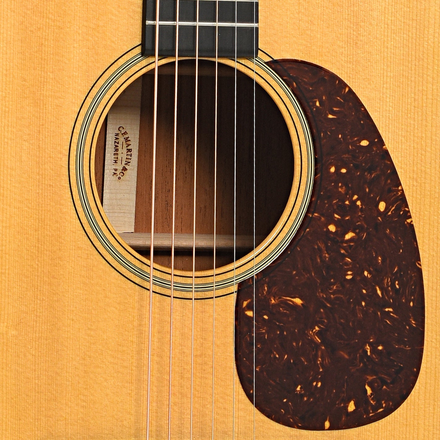 Sound hole of Martin D-18 Acoustic Guitar (2021)