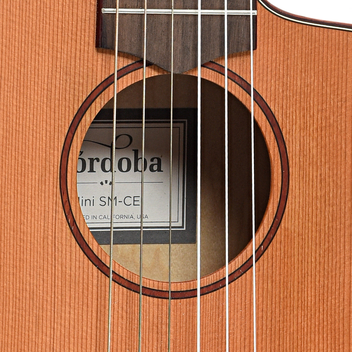 Sound hole of Cordoba Mini SM-CE Nylon String Acoustic Guitar (2016)