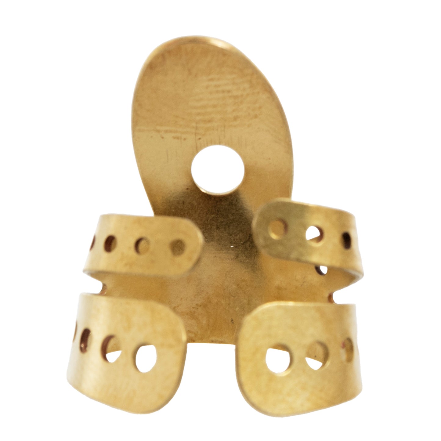 Back of Propik Brass "Fast Pick" Angled Fingerpick, Split Wrap, Blade 2