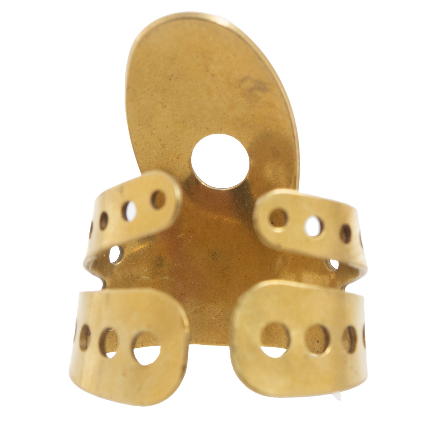 back of Propik Brass "Fast Pick" Angled Fingerpick, Split Wrap, Blade 3