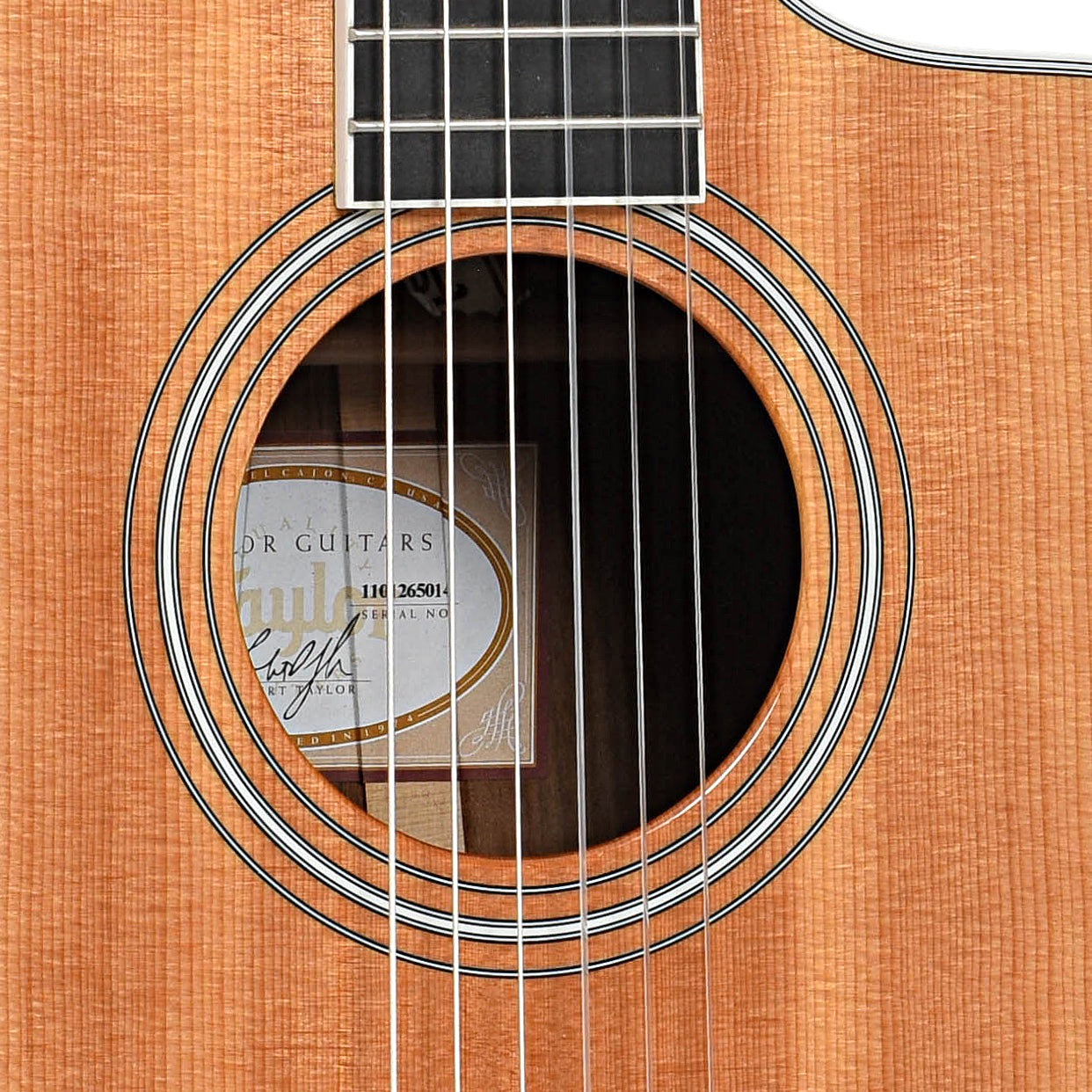 Sound hole of Taylor 412ce-N Nylon String Acoustic Guitar (2015)