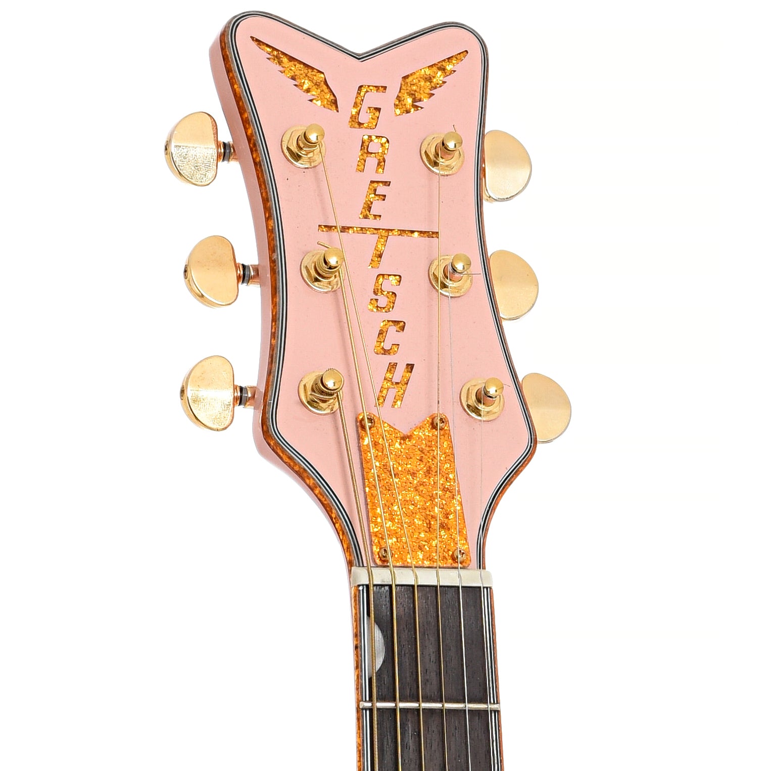 Front headstock of Gretsch G5021E Rancher Penguin Parlor Acoustic-Electric Guitar (2021)