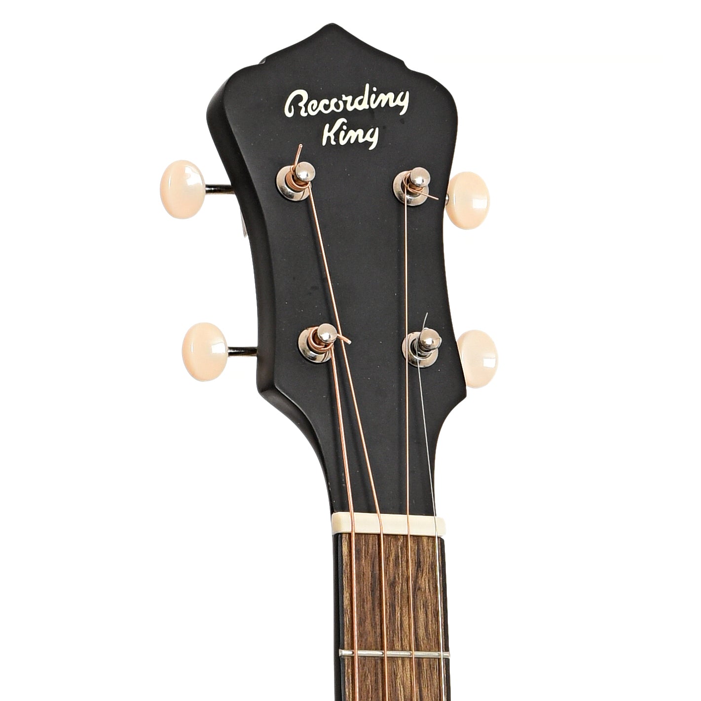 Frotn headstock of Recording King Dirty 30s Series 7 Tenor Guitar (2023)