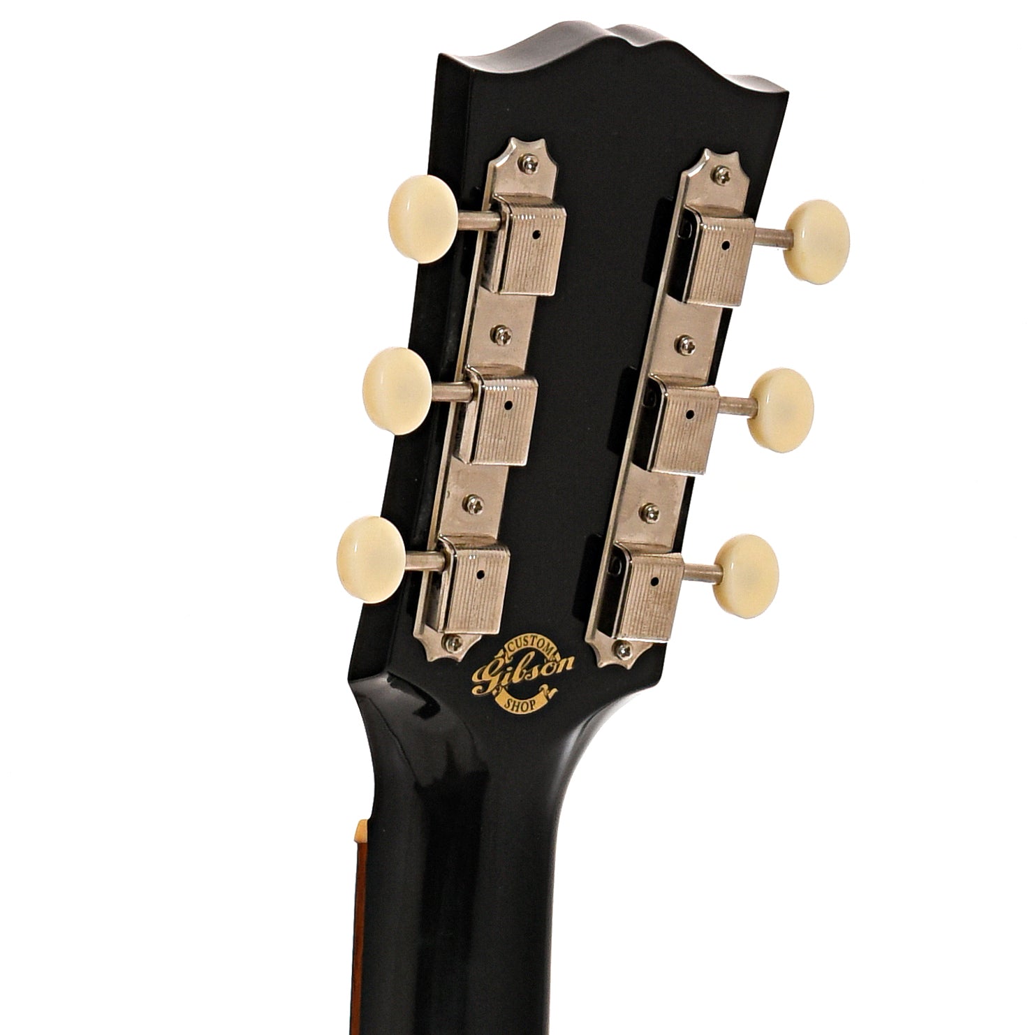 Back headstock of Gibson J-45 ADJ Ebony Acoustic 