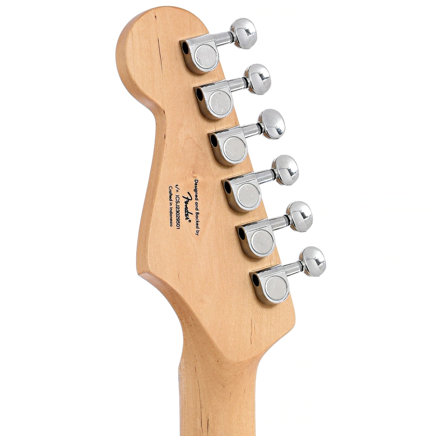 Back headstock of Squier Mini Jazzmaster HH, Surf Green