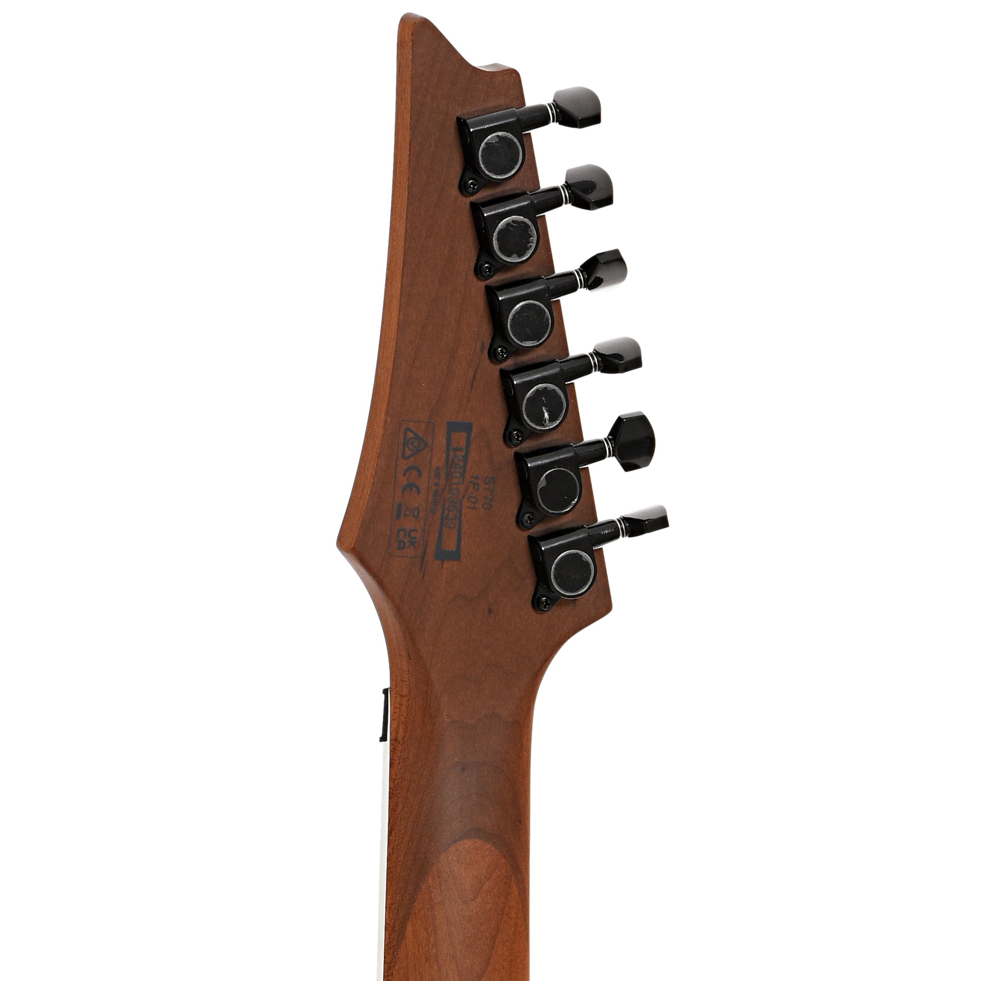 Back headstock of Ibanez B-Stock S770 Electric Guitar, Cosmic Blue Frozen Matte