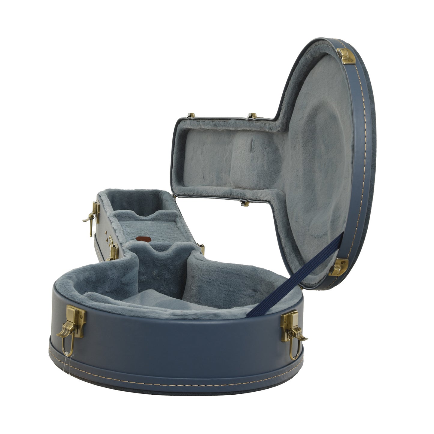 Image 3 of Crossrock Case Company Printed Leather Resonator Banjo Case, Smoke Blue