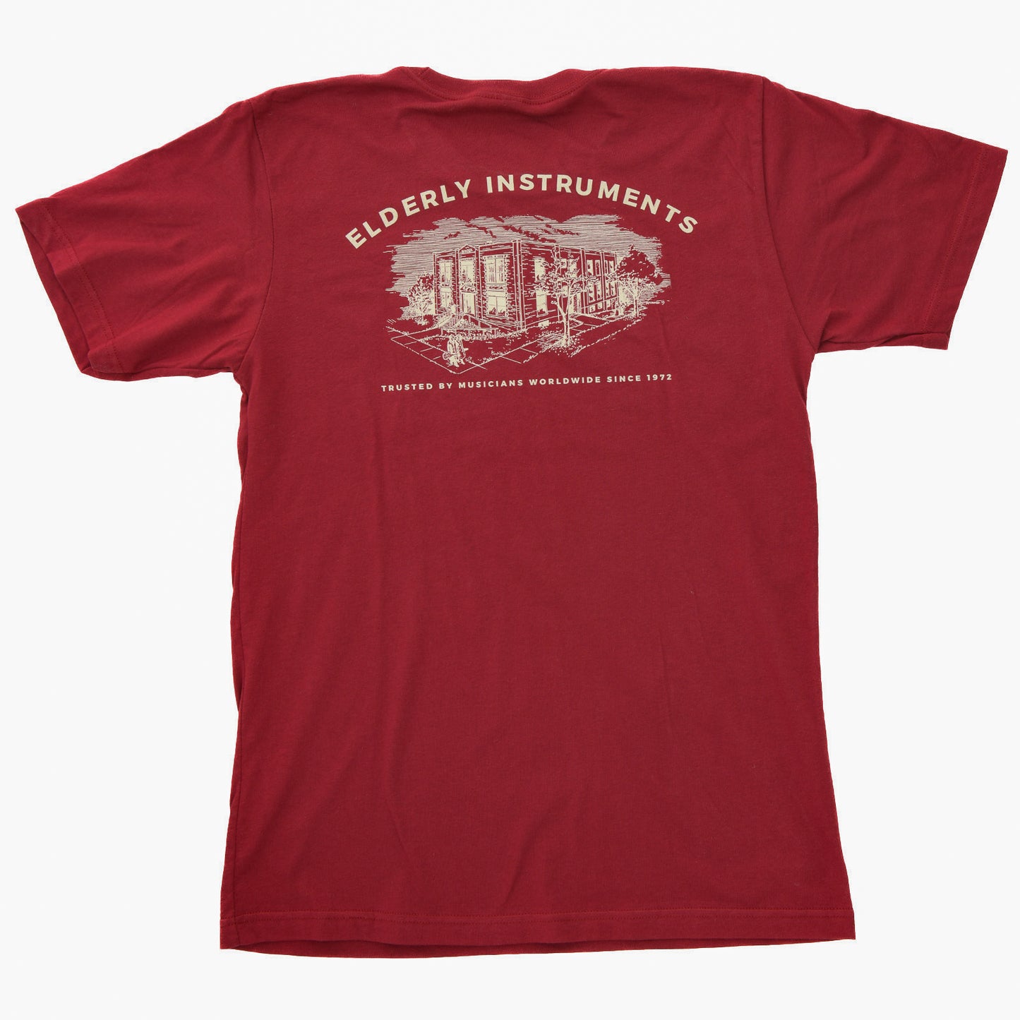 Elderly Instruments 2-Sided Logo-Building Shirt, Cranberry (Various Sizes)