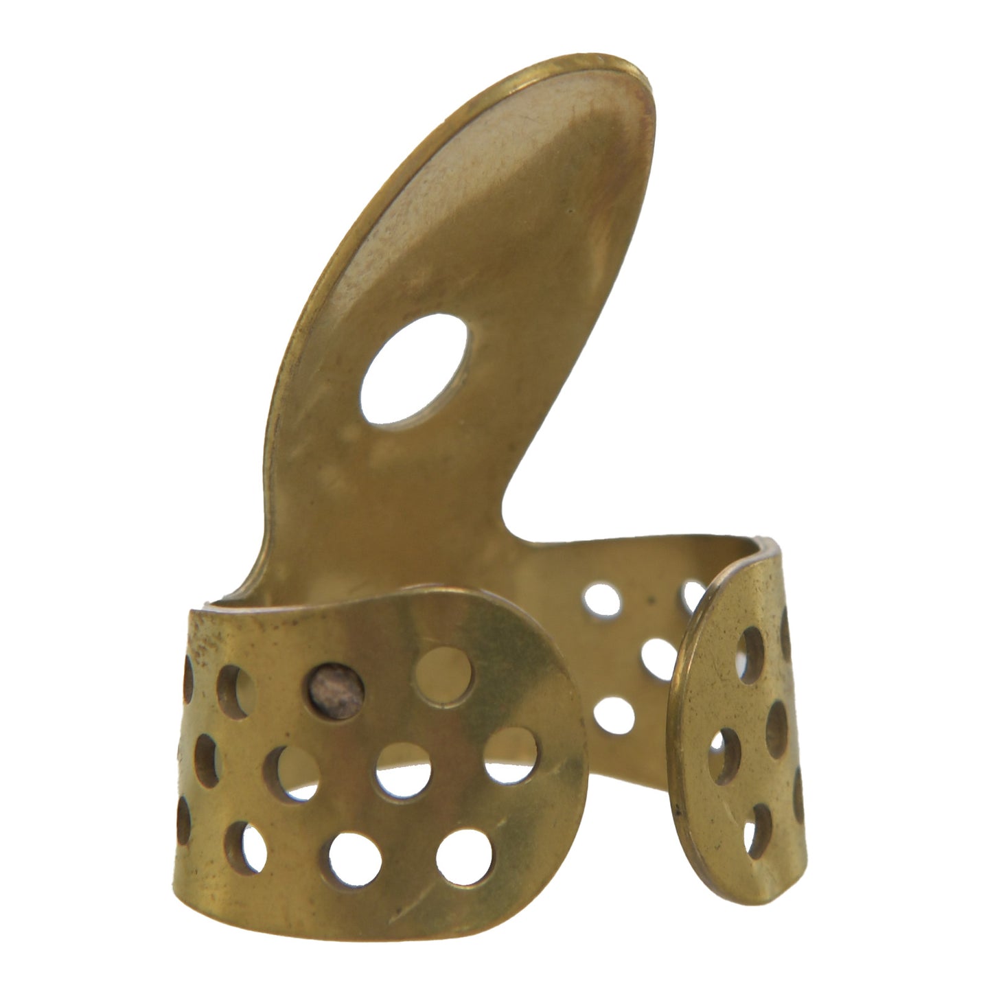 back of Propik Brass Straight Fingerpick, Single Wrap, Blade 3