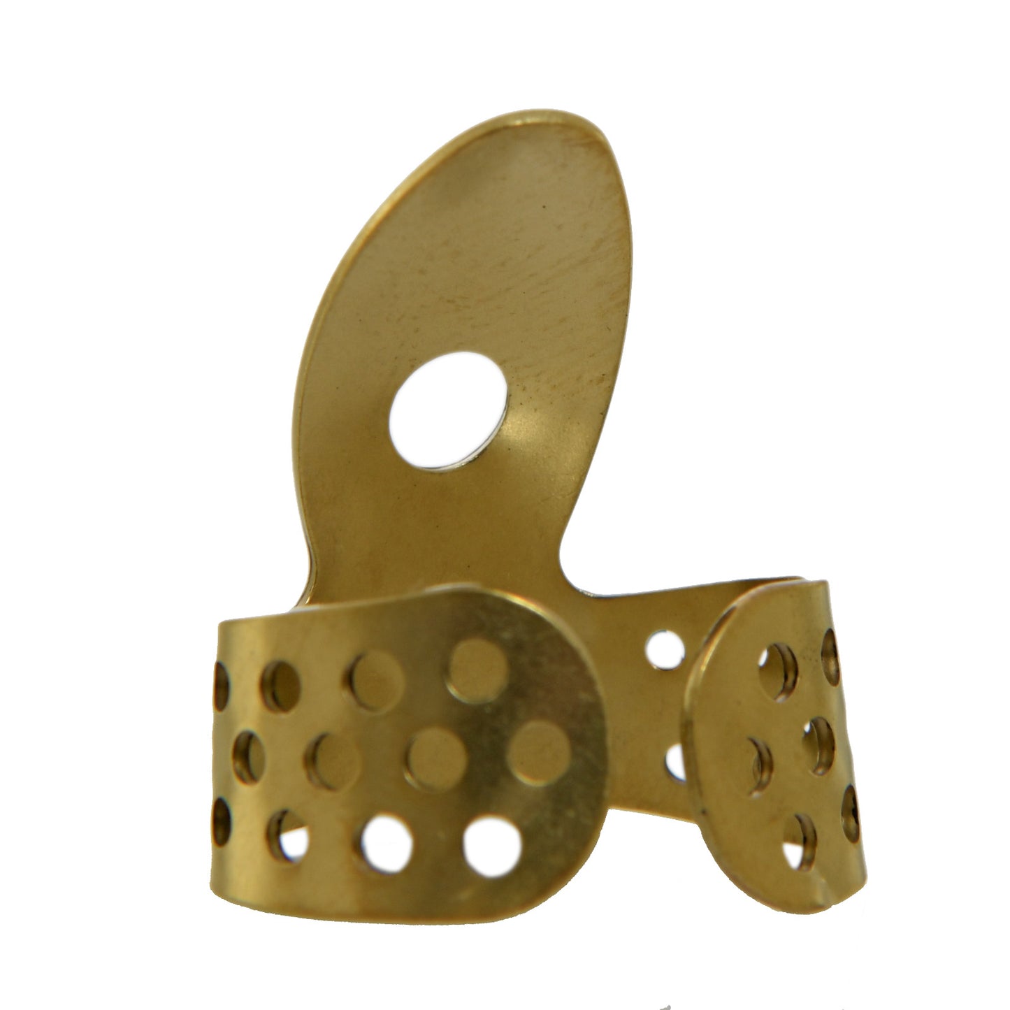 back of Propik Brass Straight Fingerpick, Single Wrap, Blade 1