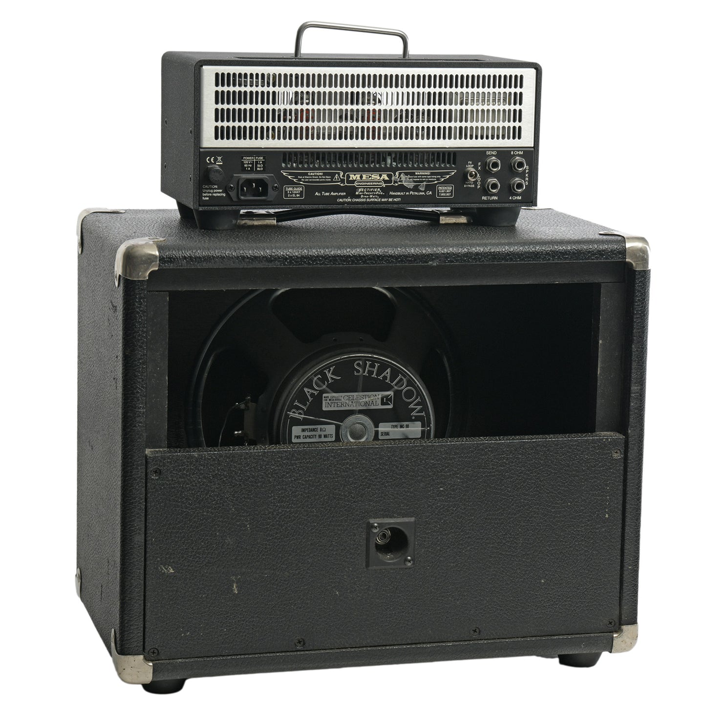 Back and side of Mesa Boogie Mini Rectifier 25 Rig