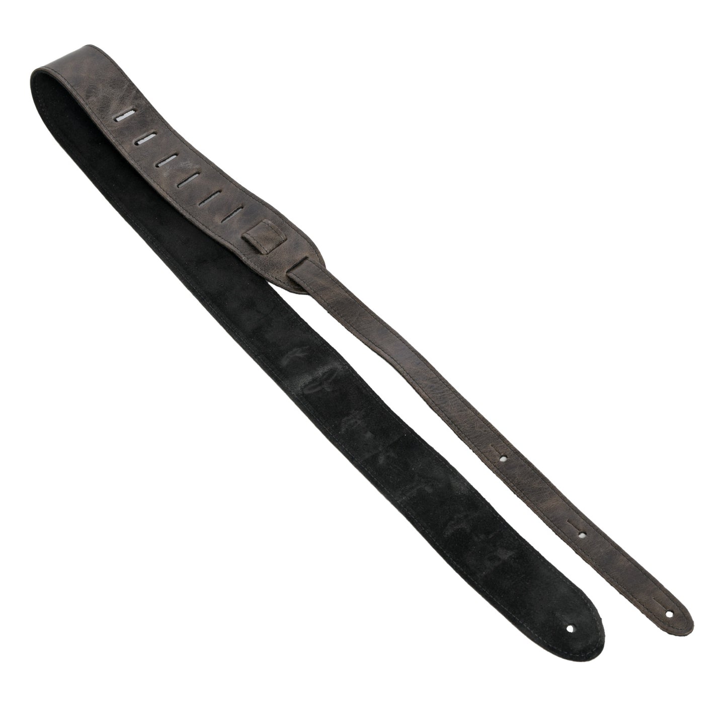 Back of PRS 2" Embossed Birds Leather Strap, Worn Black