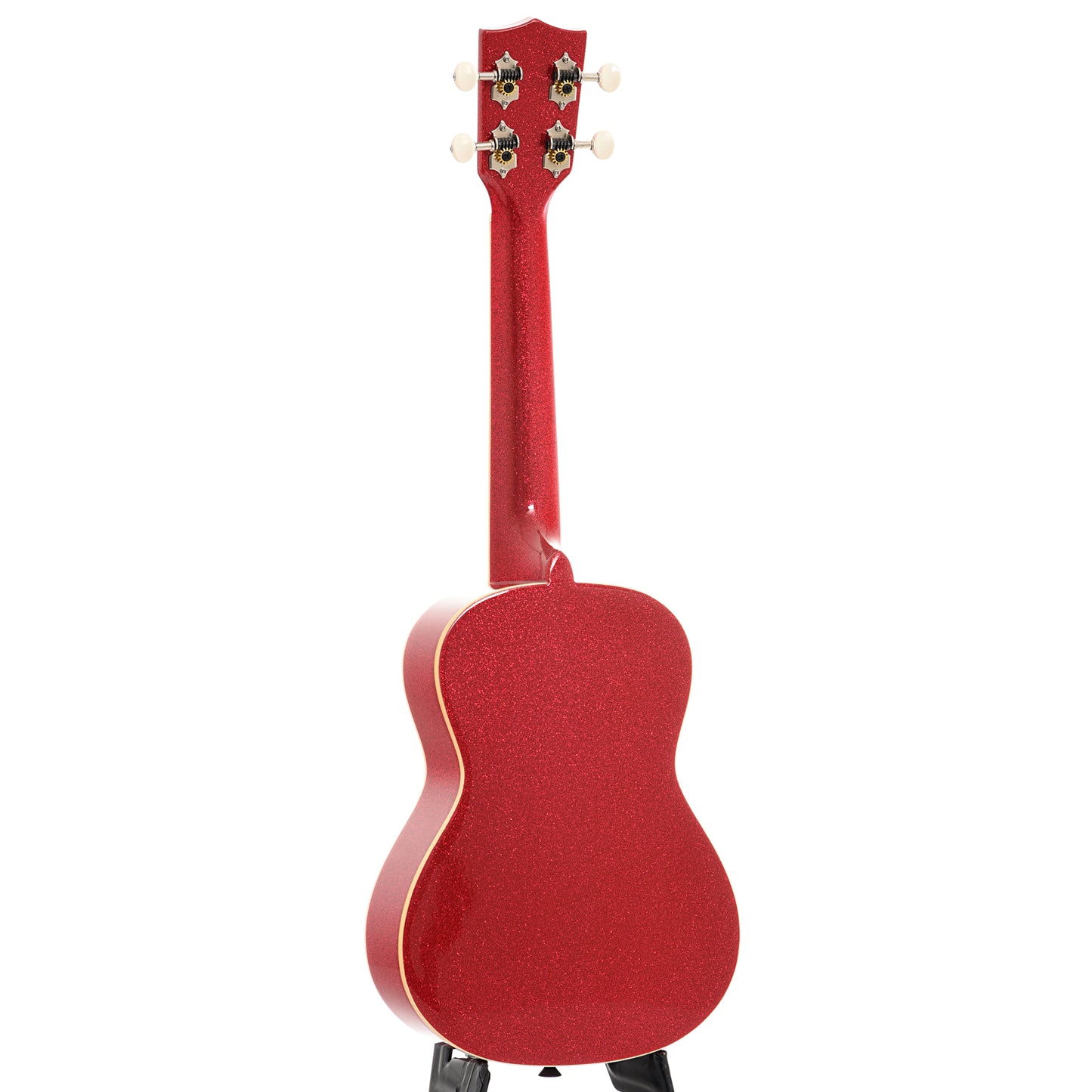 Full back and side of Kala Gloss Sparkle Concert Ukulele, Ritzy Red (recent)