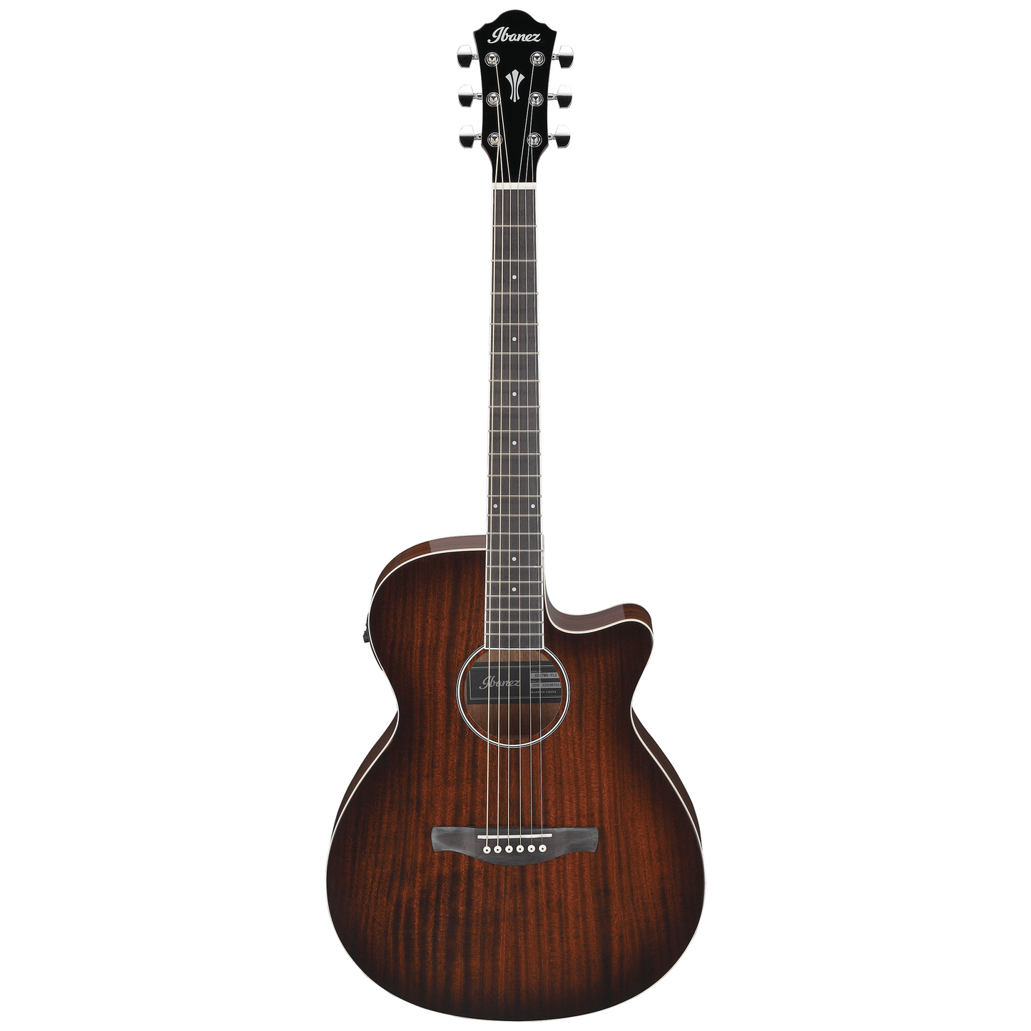 Full Front of Ibanez AEG7MH Grand Concert Acoustic-Electric Guitar, Violin Sunburst High Gloss