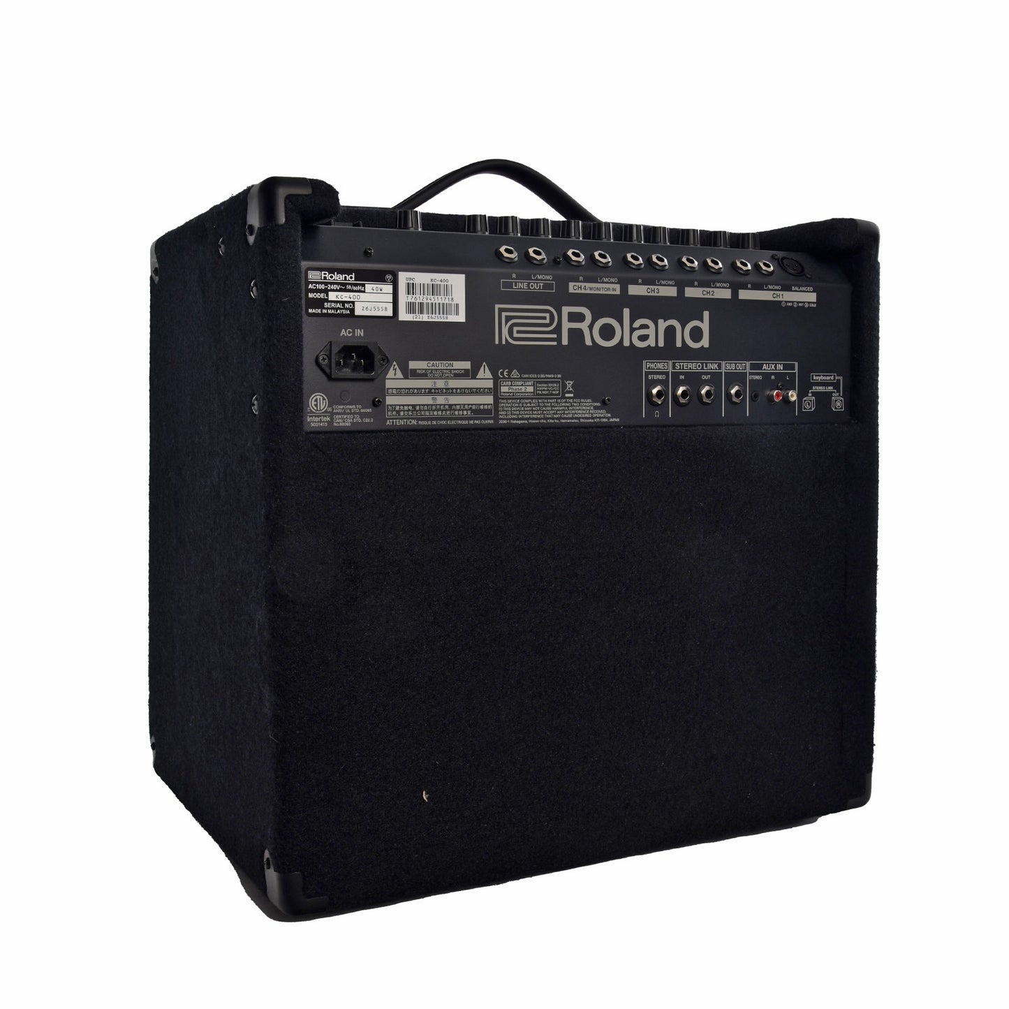 Back and side of Roland KC-400 Keyboard/Acoustic Combo Amplifier