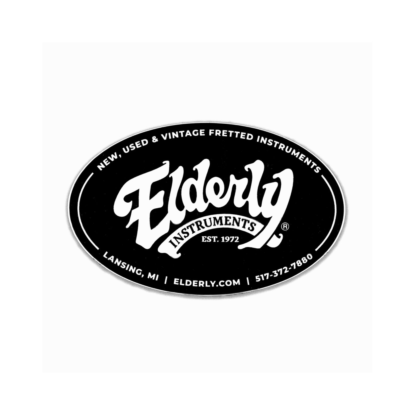 Image of Elderly Instruments black and white oval logo sticker