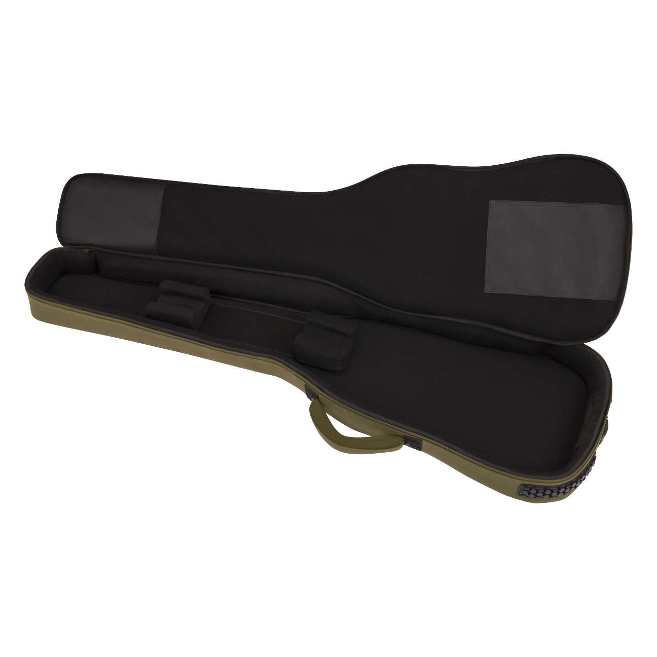 Interior of Fender Troubadour™ Electric Bass Gig Bag, Olive Green