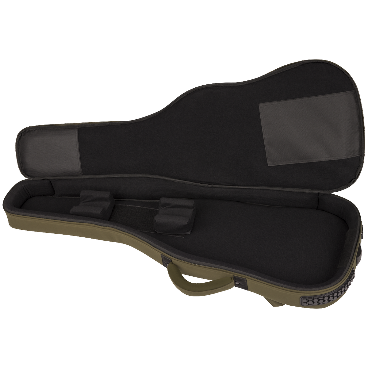 Interior of Fender Troubadour™ Electric Guitar Gig Bag, Olive Green