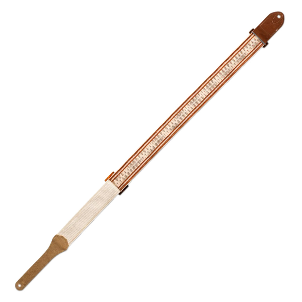 Full front of Taylor Academy 2" Cotton Guitar Strap, White/Brown