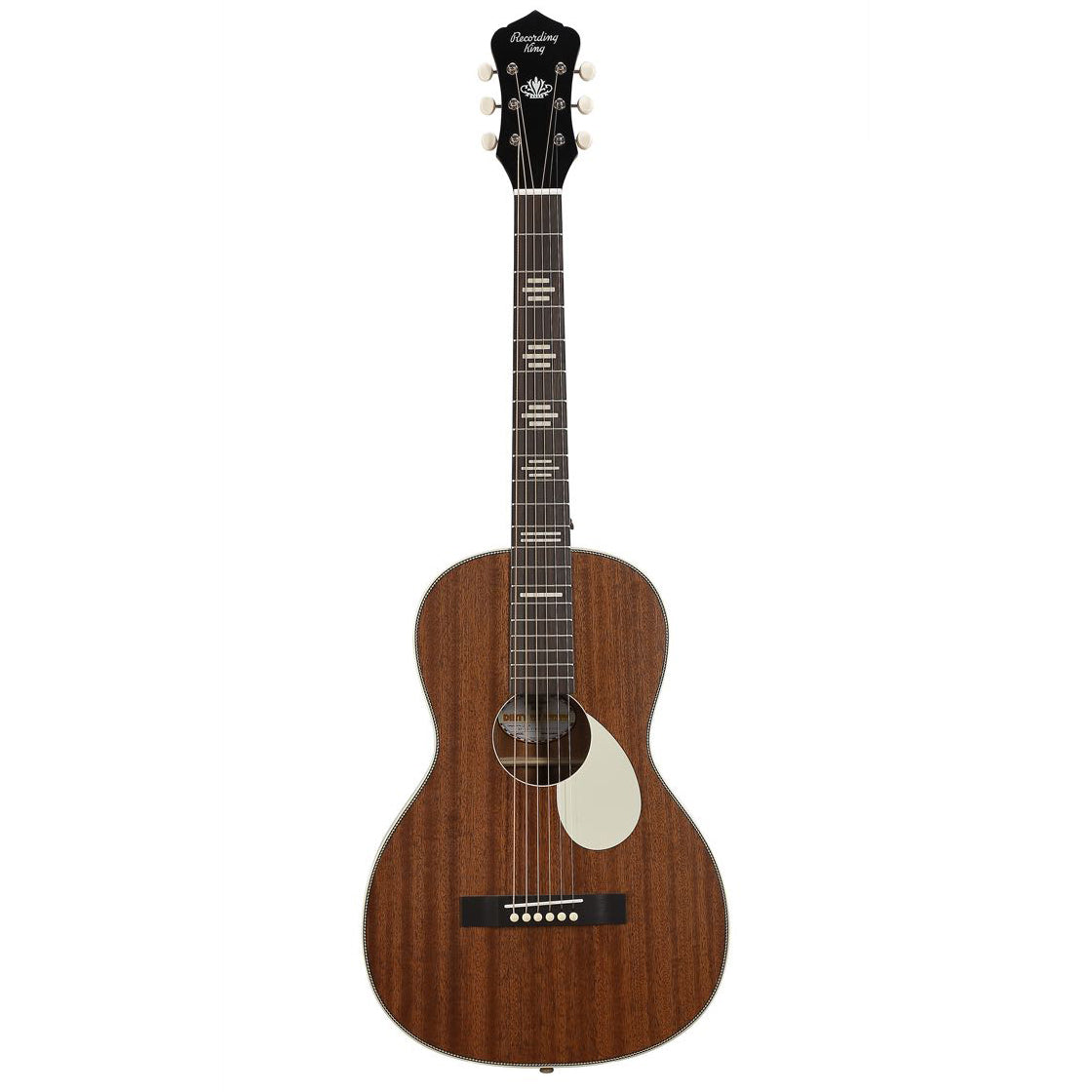 Full Front of Recording King Dirty 30's Parlor Acoustic Guitar, Mahogany