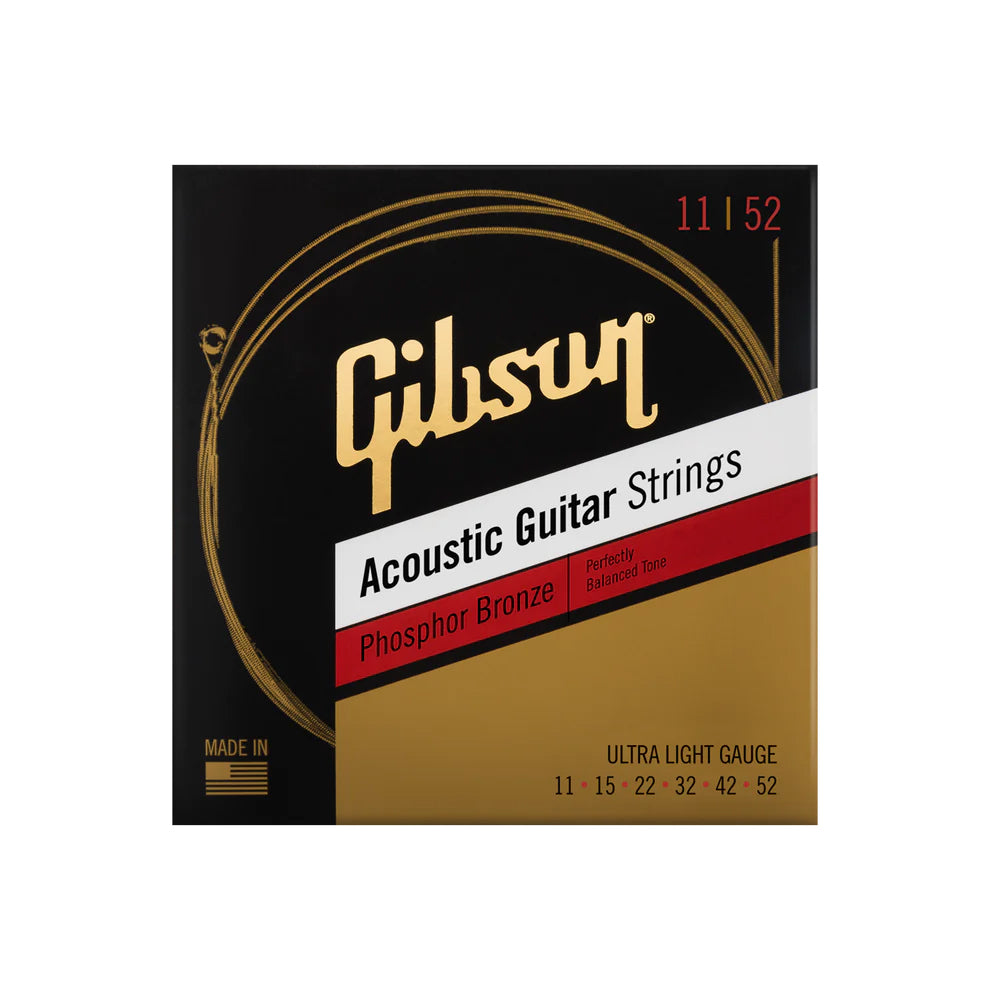Front of Gibson Phosphor Bronze Acoustic Guitar Strings, Ultra-Light
