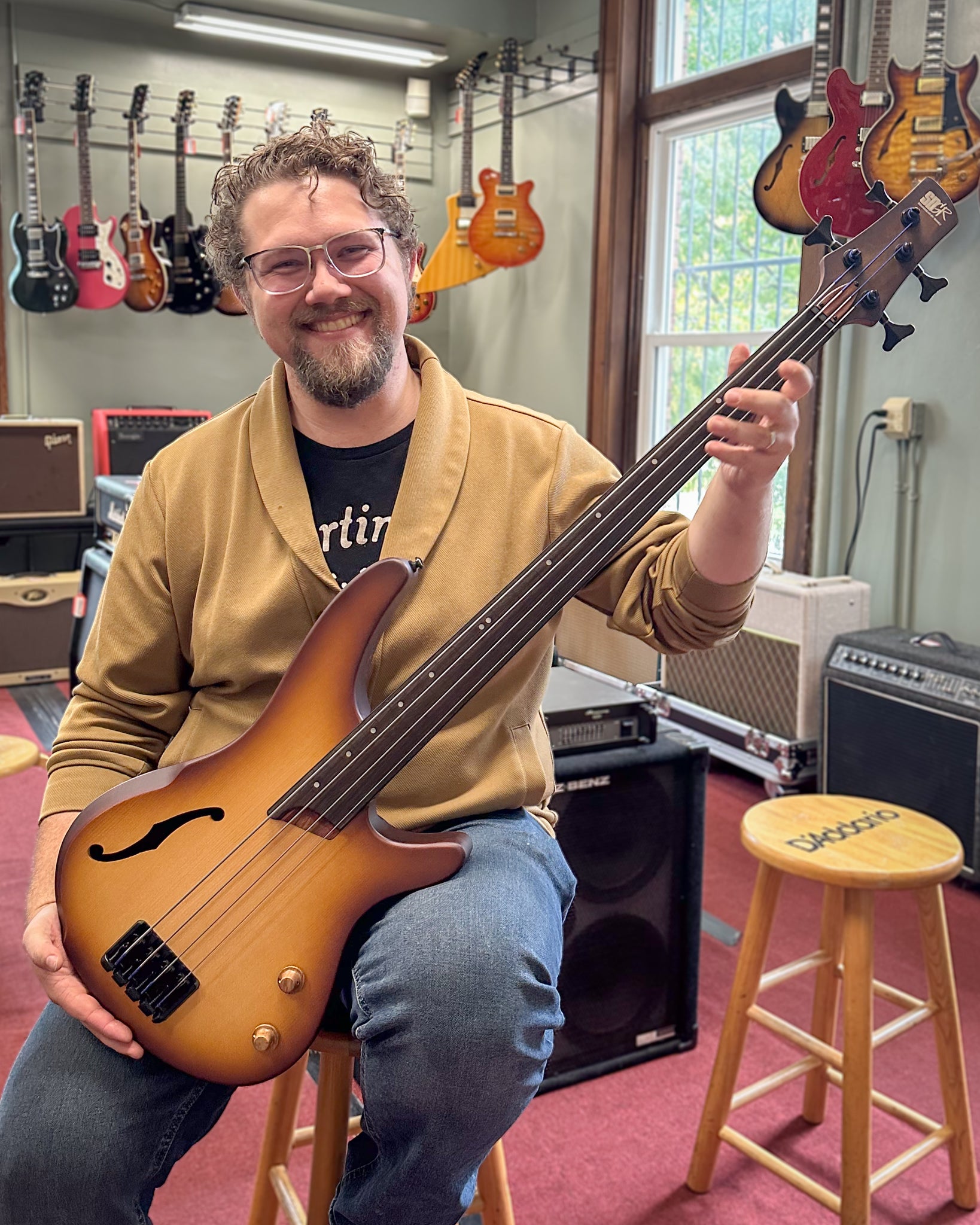 Ibanez SRH500F Fretless Semi-Hollow Electric Bass, Natural Browned