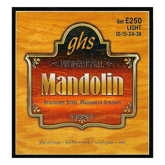 GHS E250 Stainless Steel Light Gauge Acoustic/Electric Mandolin Strings