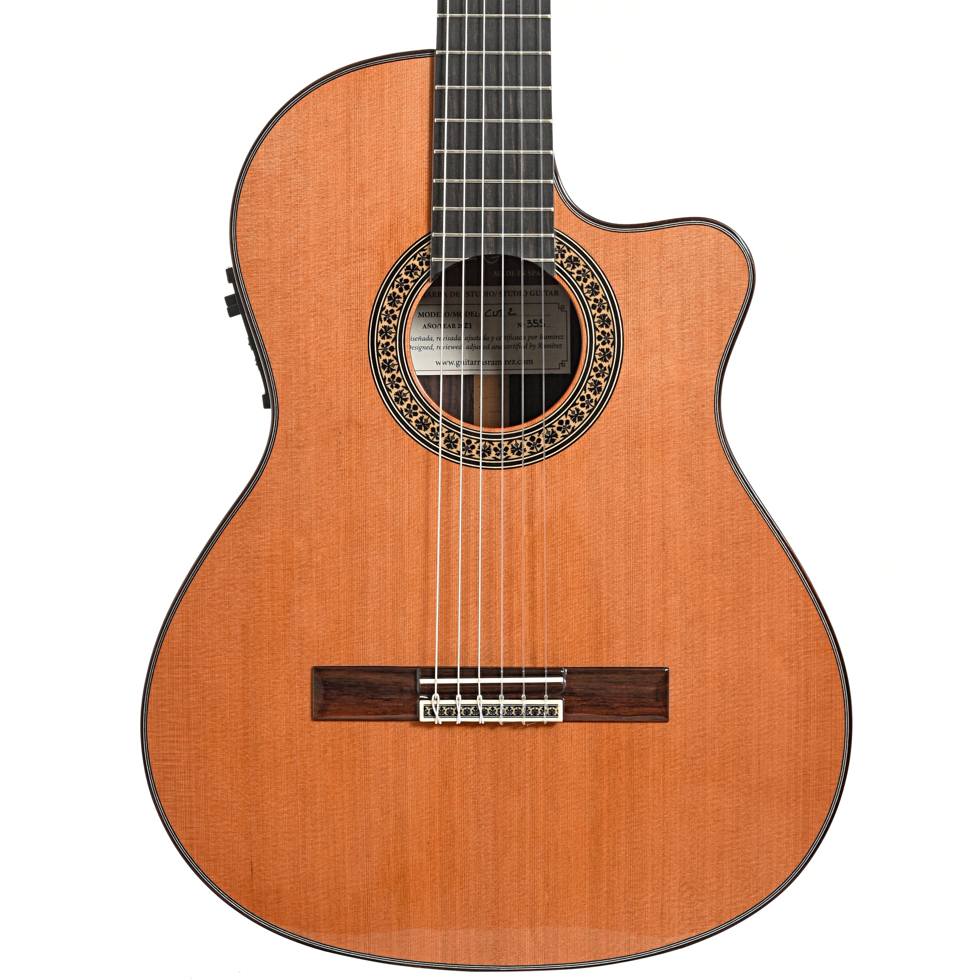 Image 2 of Jose Ramirez Cutaway 2 Studio Classical Guitar and Case, Cedar Top, with Pickup - SKU# RAMCUT2CE : Product Type Classical & Flamenco Guitars : Elderly Instruments