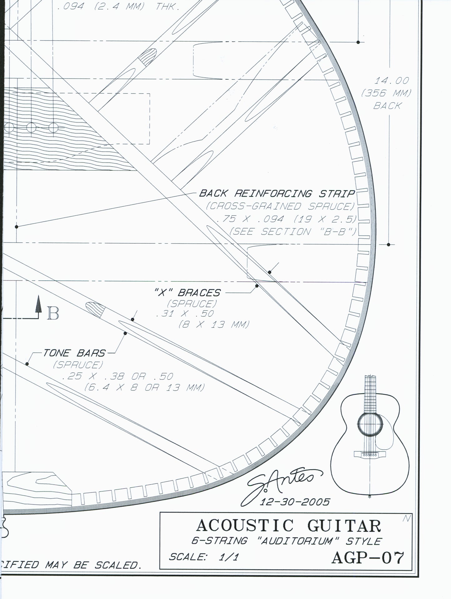 Image 1 of Blueprint - Acoustic Guitar - SKU# 113-6 : Product Type Media : Elderly Instruments