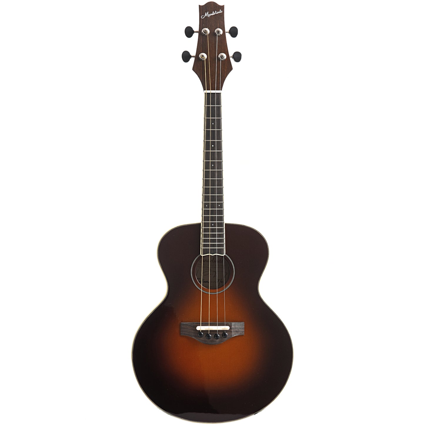 full front of KR Strings Mandolindo Custom Deluxe Curly Maple