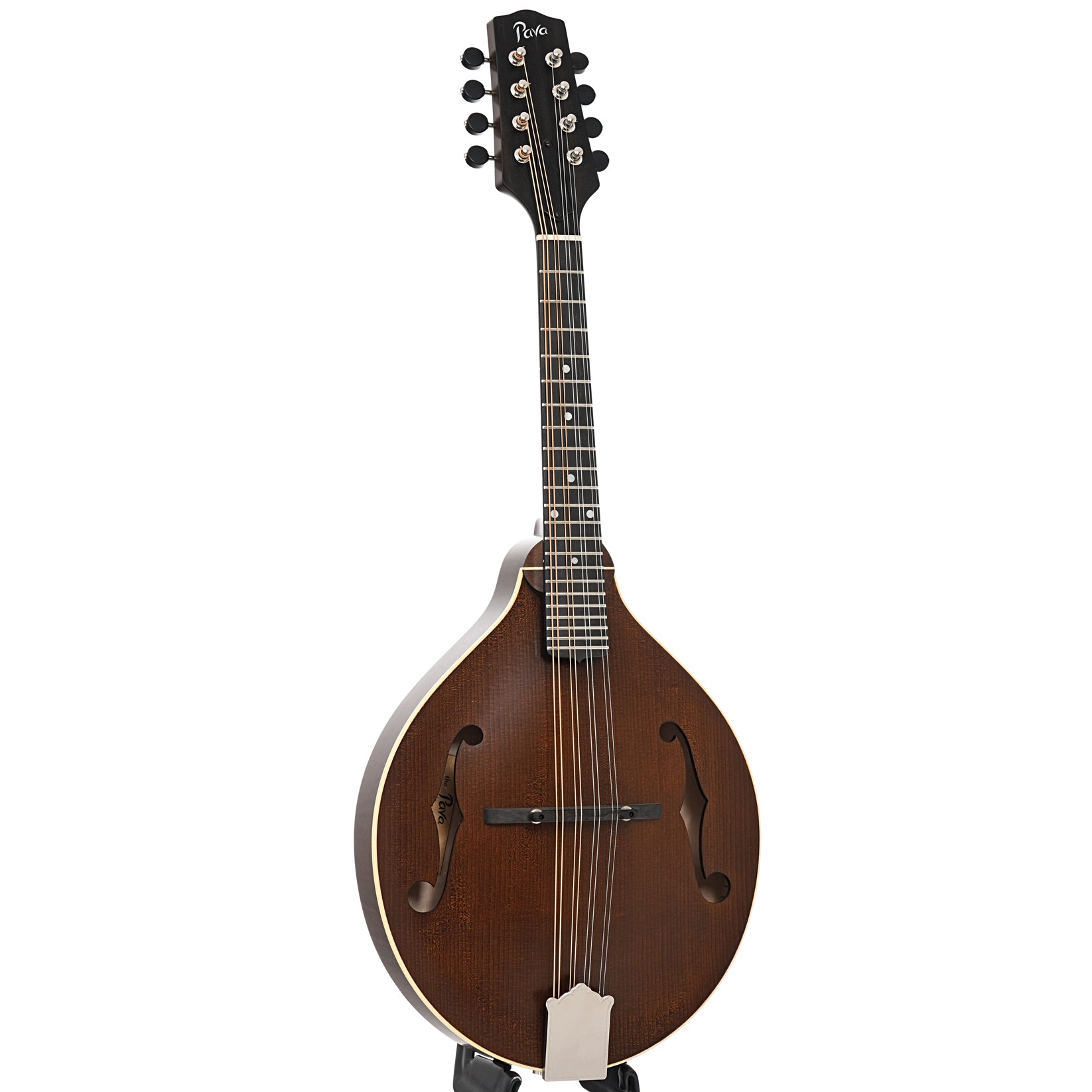 Full Front and Side of Pava A5 Satin Model Mandolin, Brown