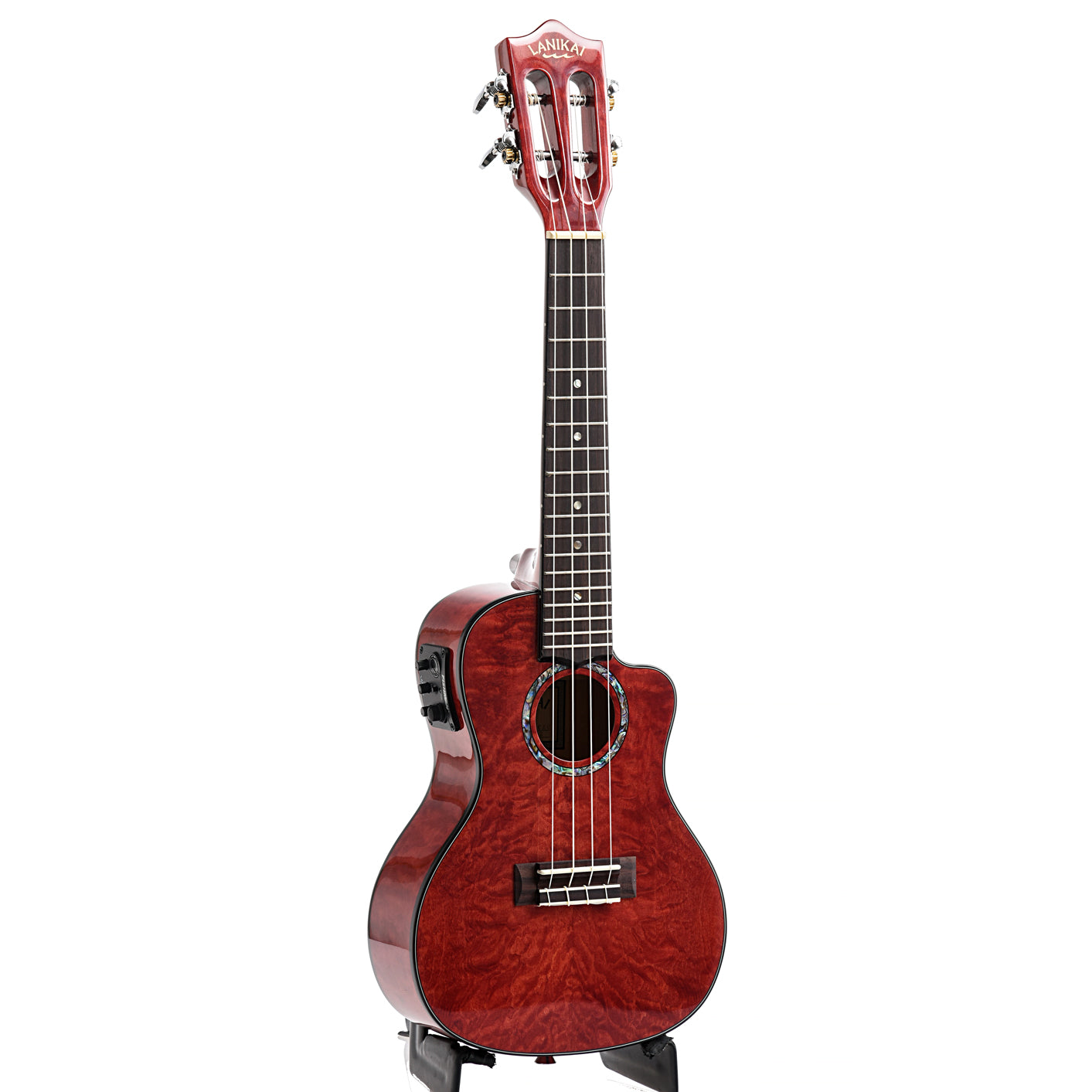 Image 2 of Lanikai Quilted Maple Red Stain A/E Concert Ukulele & Case - SKU# QM-RDCEC : Product Type Concert Ukuleles : Elderly Instruments