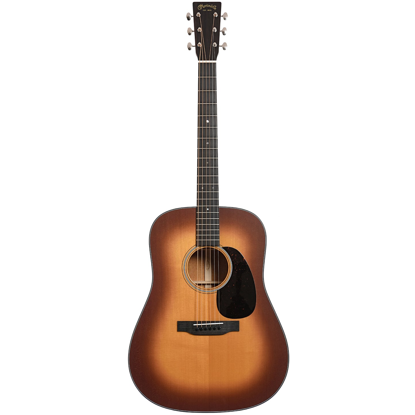 Full front of Martin D-18 Satin, Amberburst