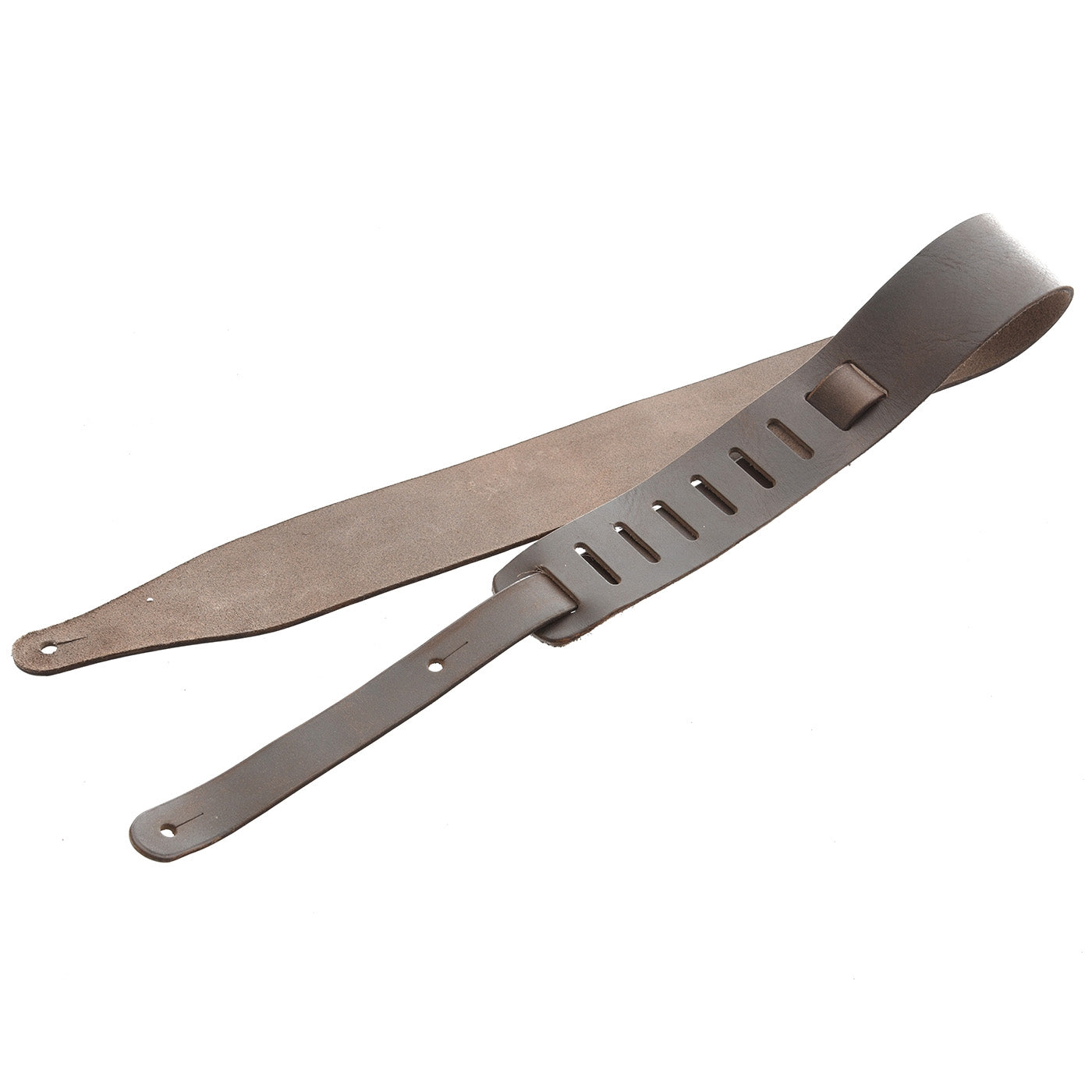 Back of Levy 2-1/2" Distressed Carving Leather Guitar Strap