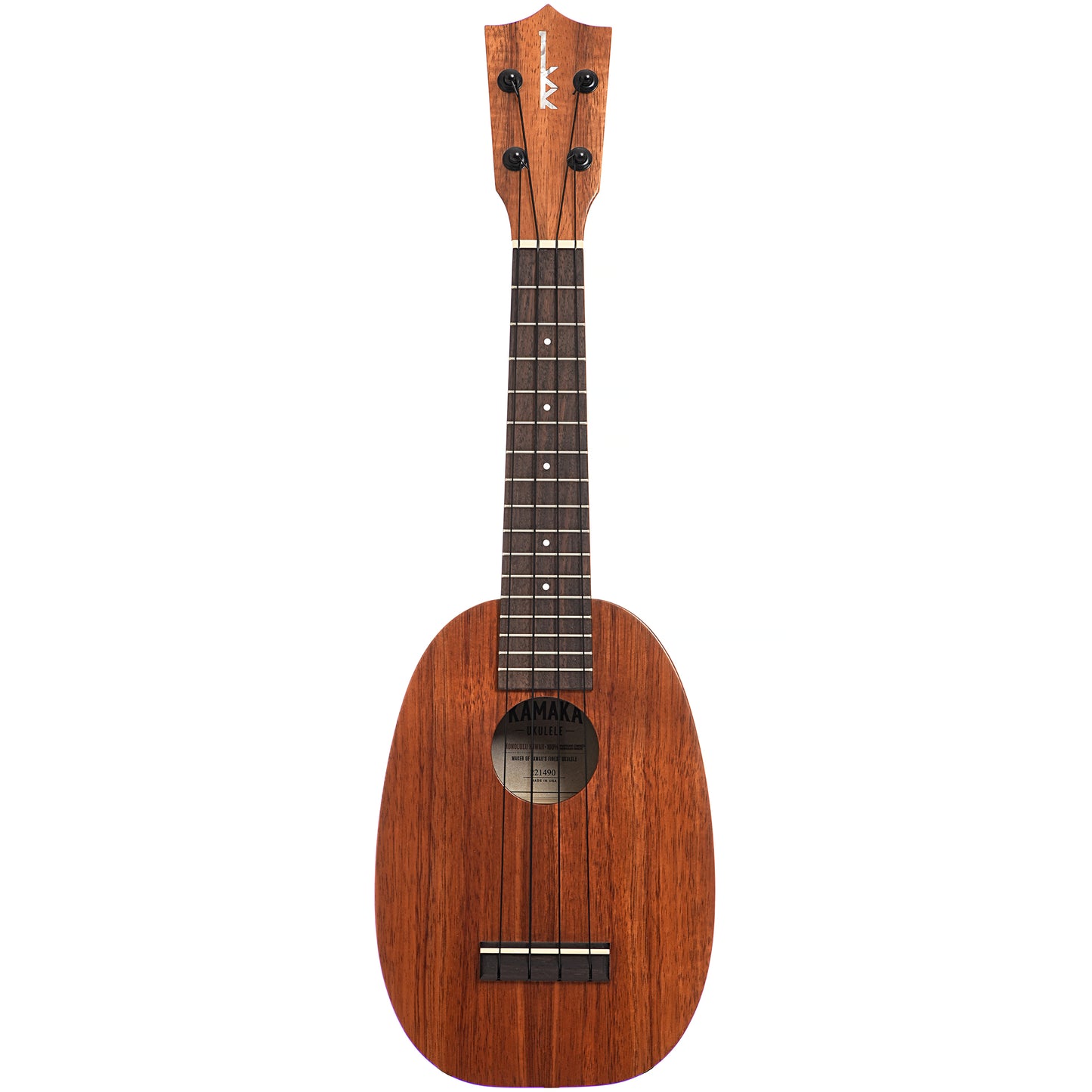 Full front of Kamaka HP-1 Standard Soprano Pineapple Ukulele