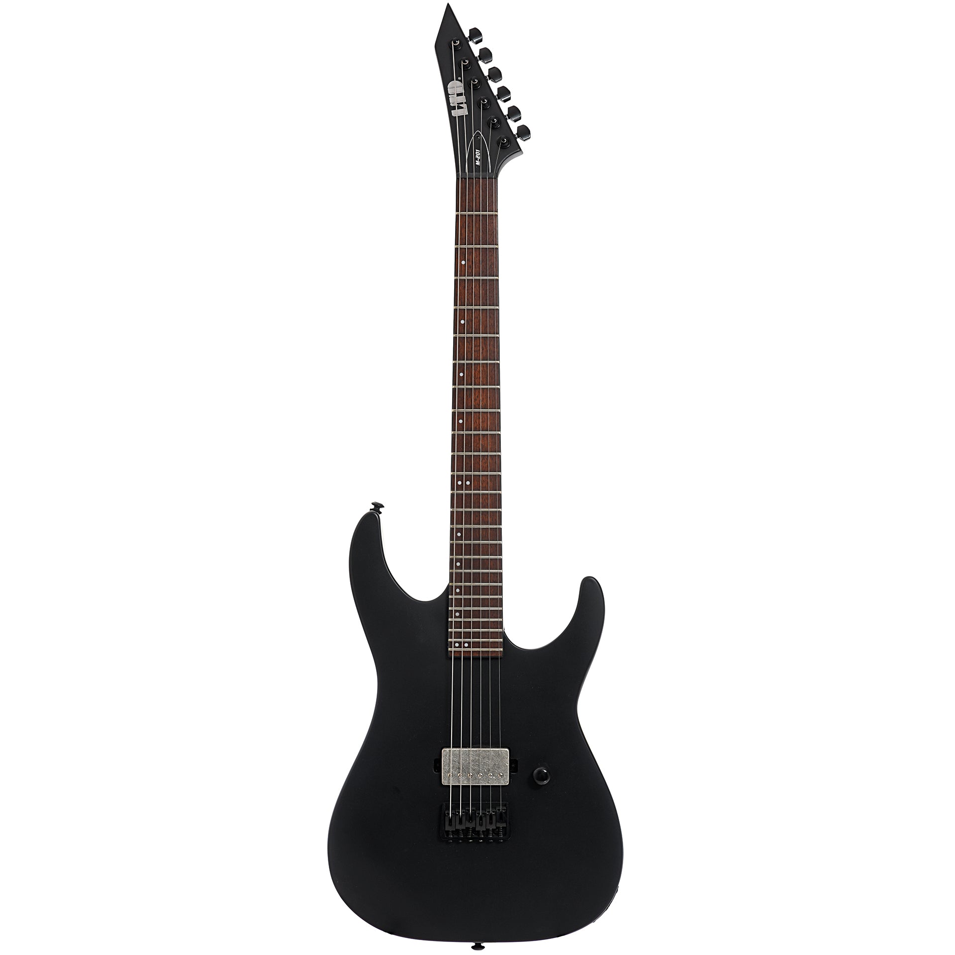Full front of ESP LTD M-201HT Electric Guitar, Black Satin
