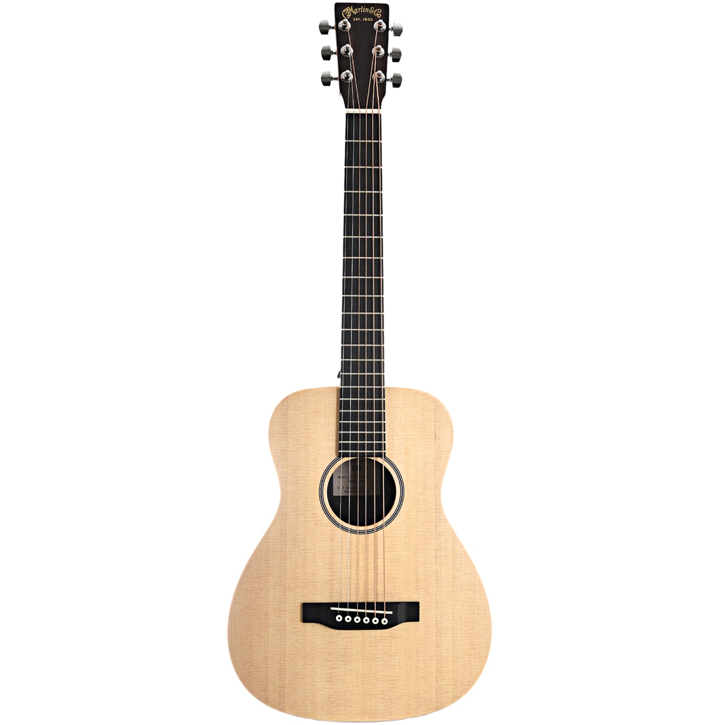 Full front of Martin LX1 Lefthanded Little Martin Solid Spruce
