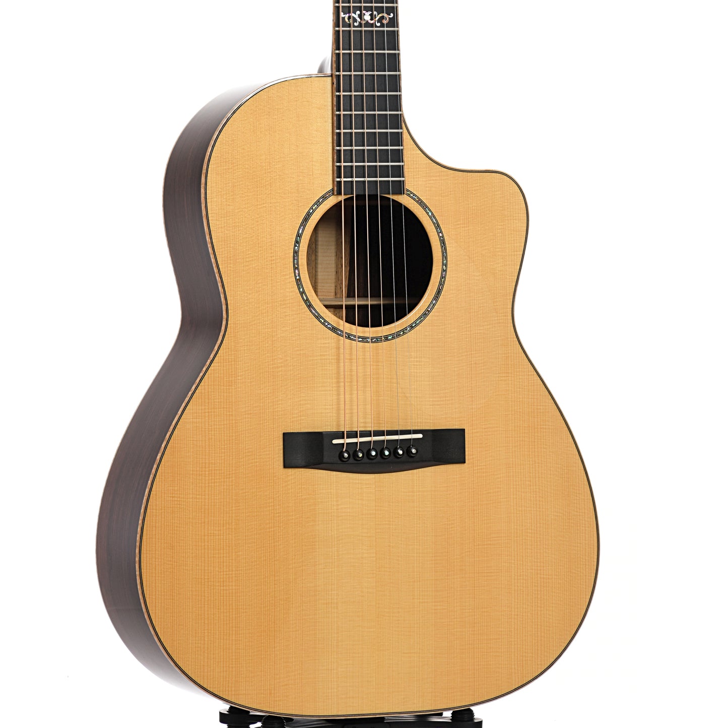 Front and side of Huss & Dalton CM Custom Cocobolo