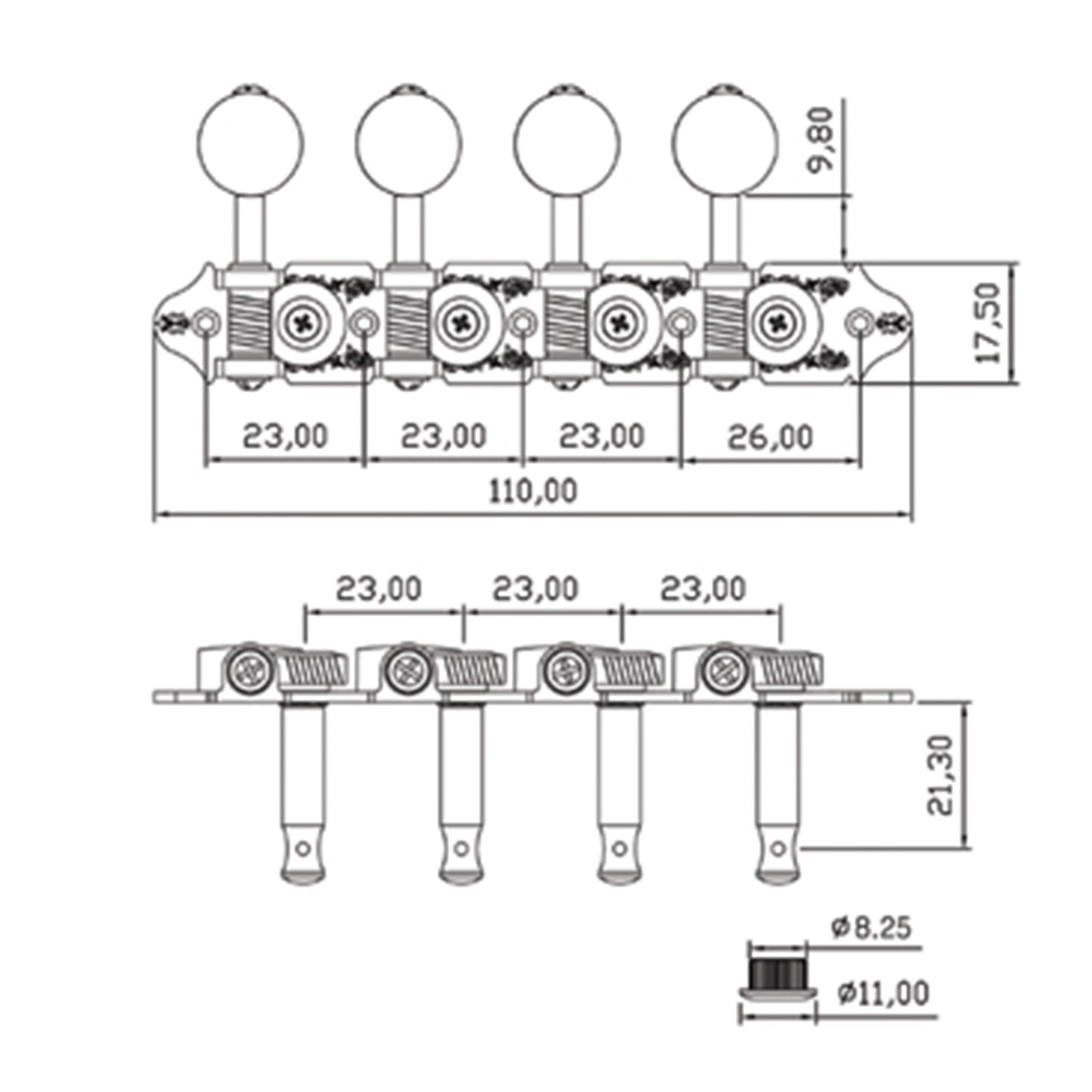 Image 2 of Grover A-Style Mandolin Tuners, Gold Finish with with Pearloid Buttons - SKU# TK7382G : Product Type Accessories & Parts : Elderly Instruments