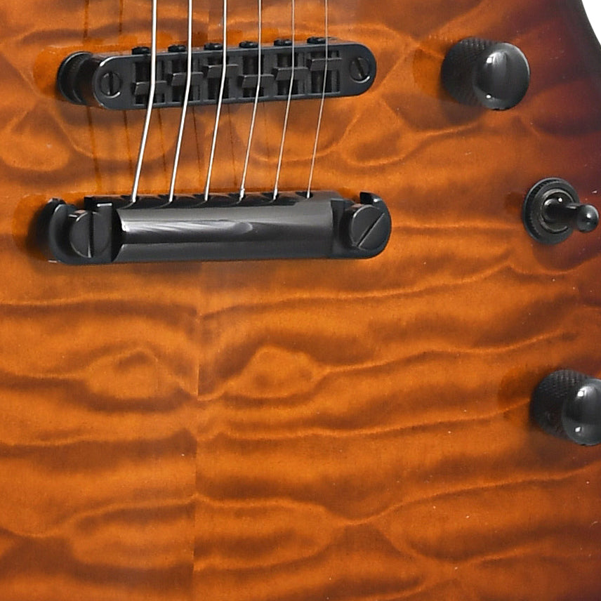 bridge of ESP LTD Viper-256 Electric Guitar, Quilted Maple Dark Brown Sunburst
