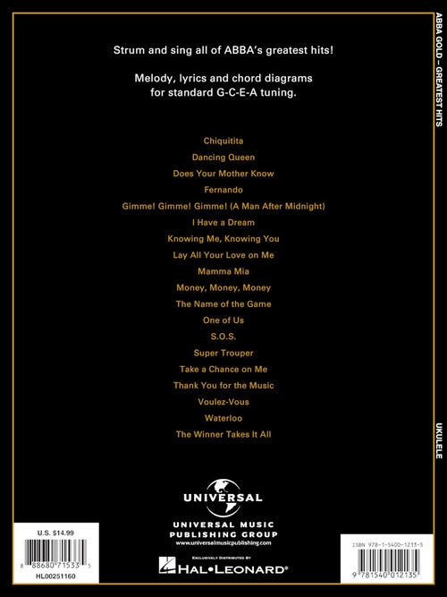 Image 6 of ABBA - Gold: Greatest Hits for Ukulele - SKU# 49-251160 : Product Type Media : Elderly Instruments