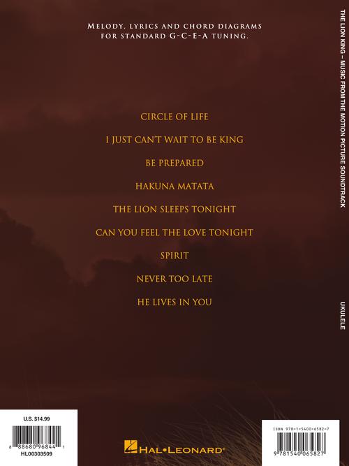 Image 6 of The Lion King - Music from the Disney Motion Picture Soundtrack Arranged for Ukulele - SKU# 49-303509 : Product Type Media : Elderly Instruments